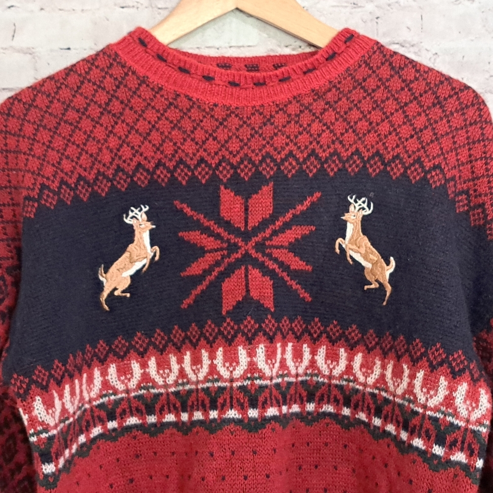 Vintage Pendleton Wool Knit Sweater Medium Red Em… - image 3